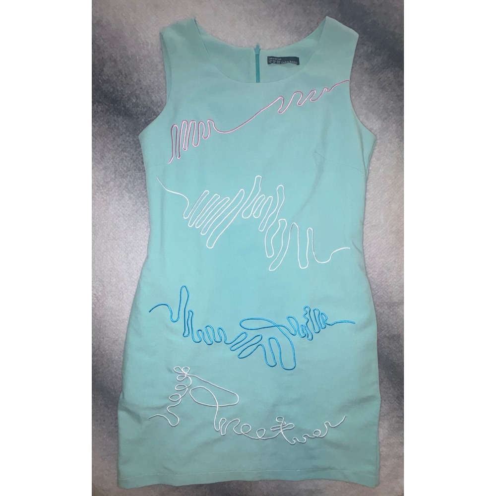 Zara Mint Green Mini Dress with Pink White and Blue Piping